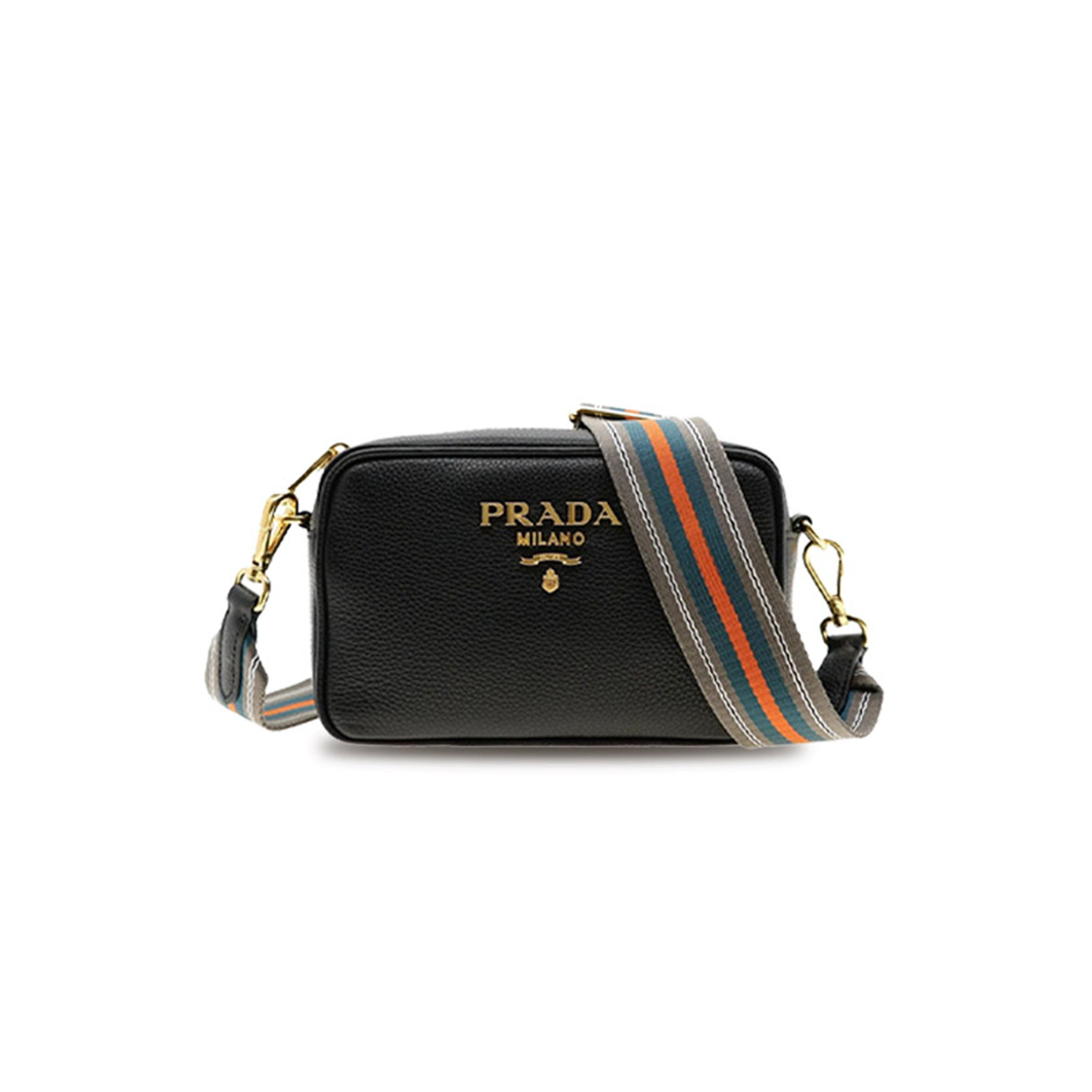 Pra*a milano leather crossbody bag black 1bh082 (22*15*9cm)